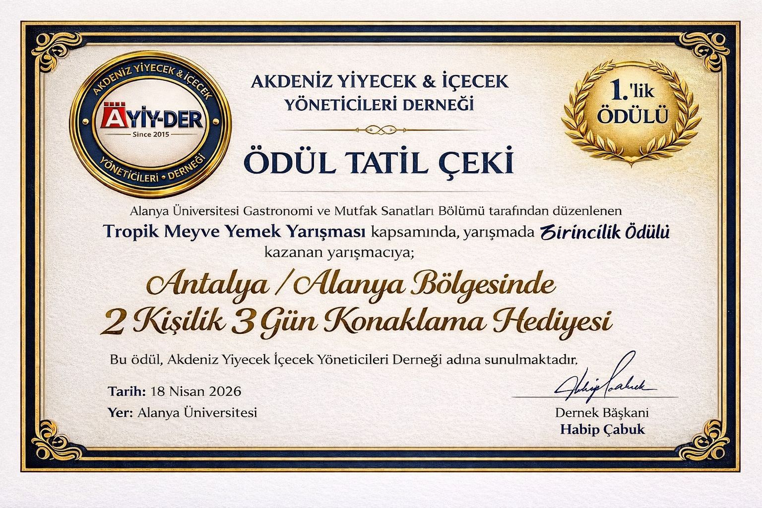 18 Nisan Genç Şefler Yarışması Etkinliği